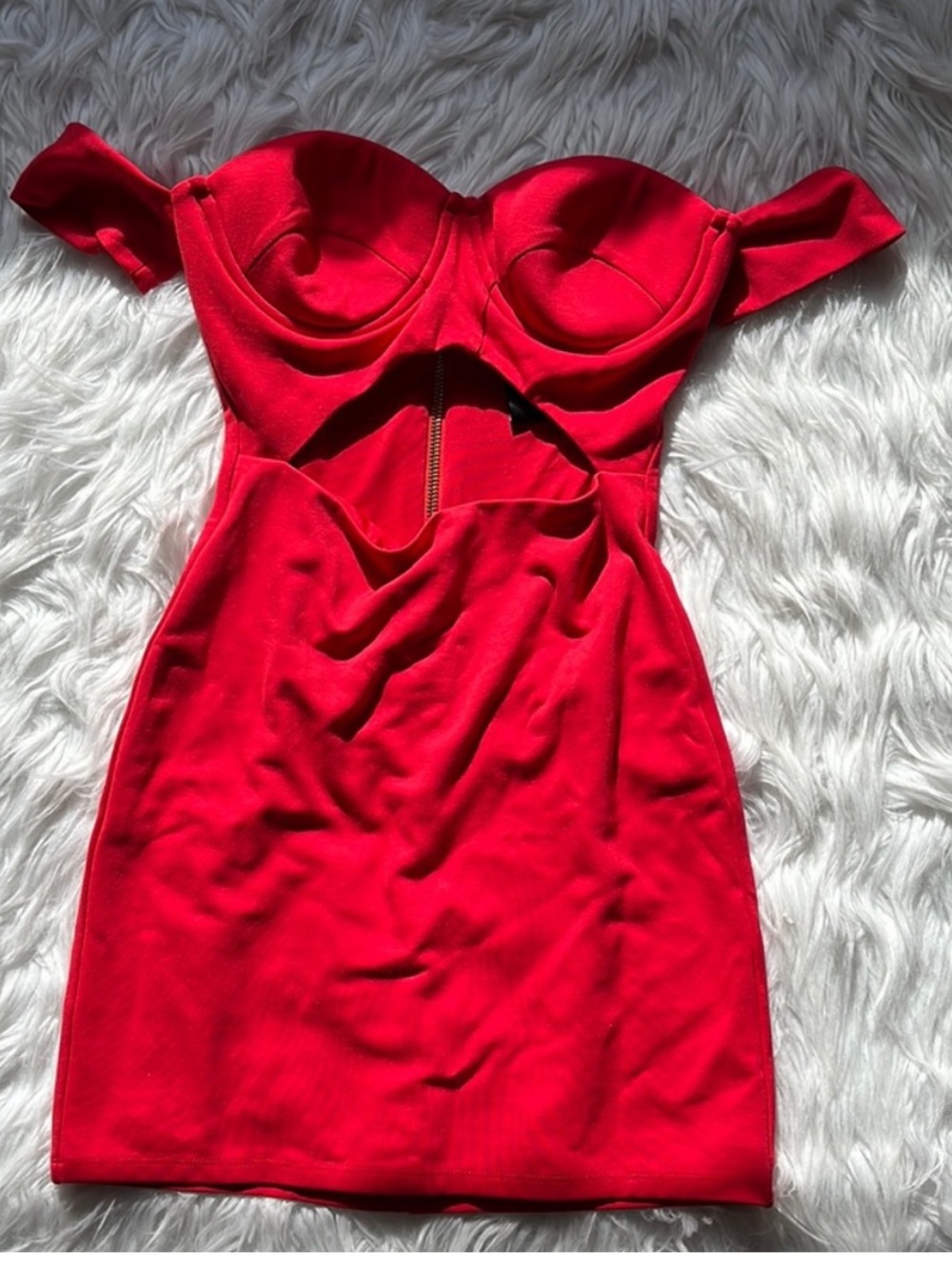 h:ours red off the shoulder mini dress xxs/ xs